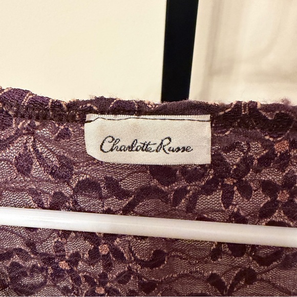 Charlotte Russe Deep Purple Lace V-Neck Blouse - Picture 3 of 3